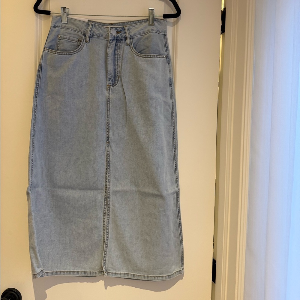 WE WORE WHAT Light Blue Denim Skirt